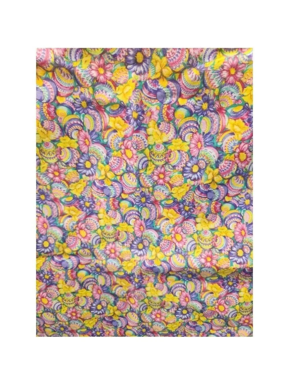 Easter Quilting Fabric Bright Pastel Egg Floral Cotton 3 Yards 45 Inch Wide Spri